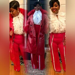 Red Coat with fur on sleeves